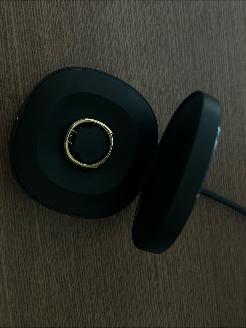 Black Magnetic Phone Ring Mount with Gold Accent